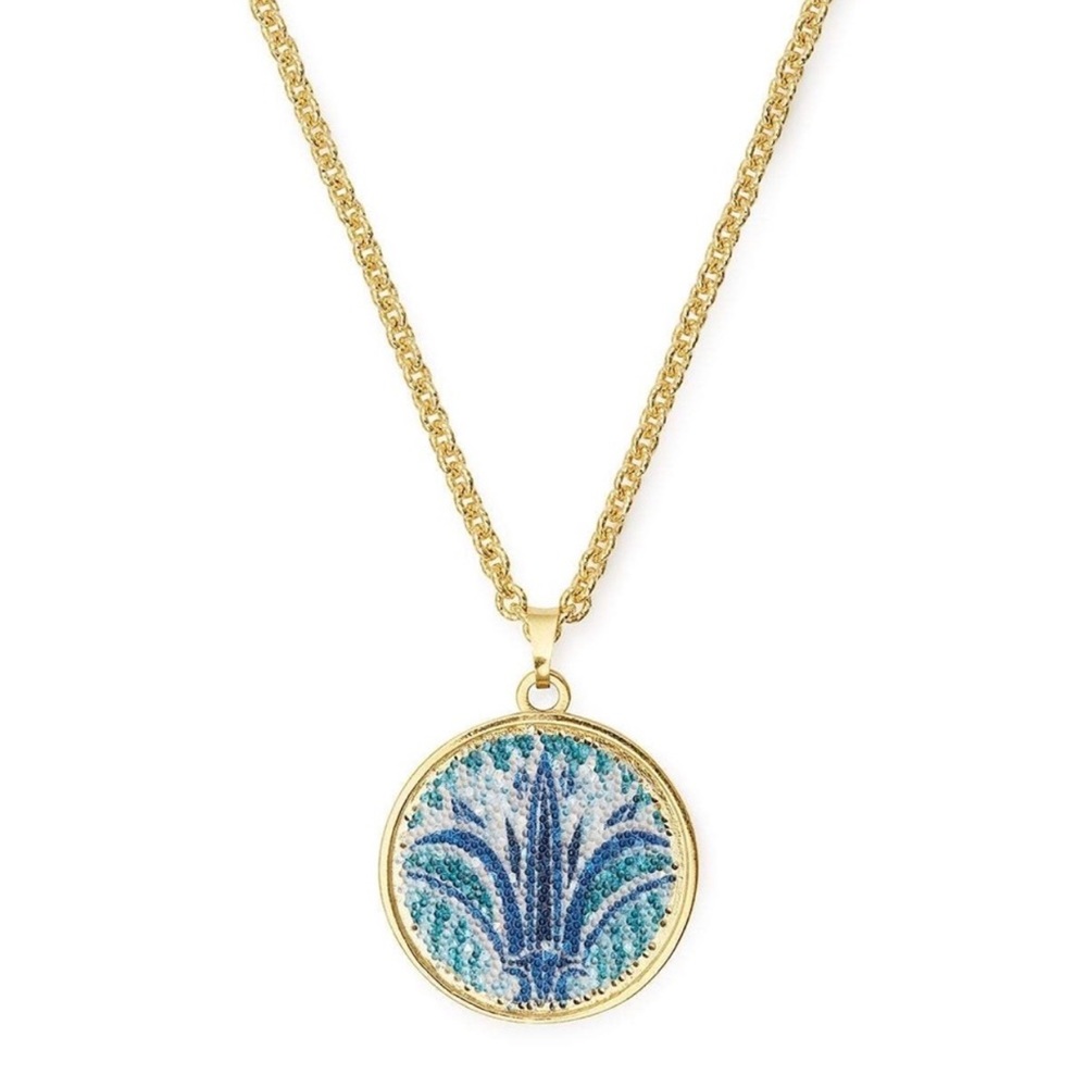 Alex and Ani Blue Lotus Necklace | 14k Gold/Sterling Silver | Swarovski Crystal - Picture 2 of 8